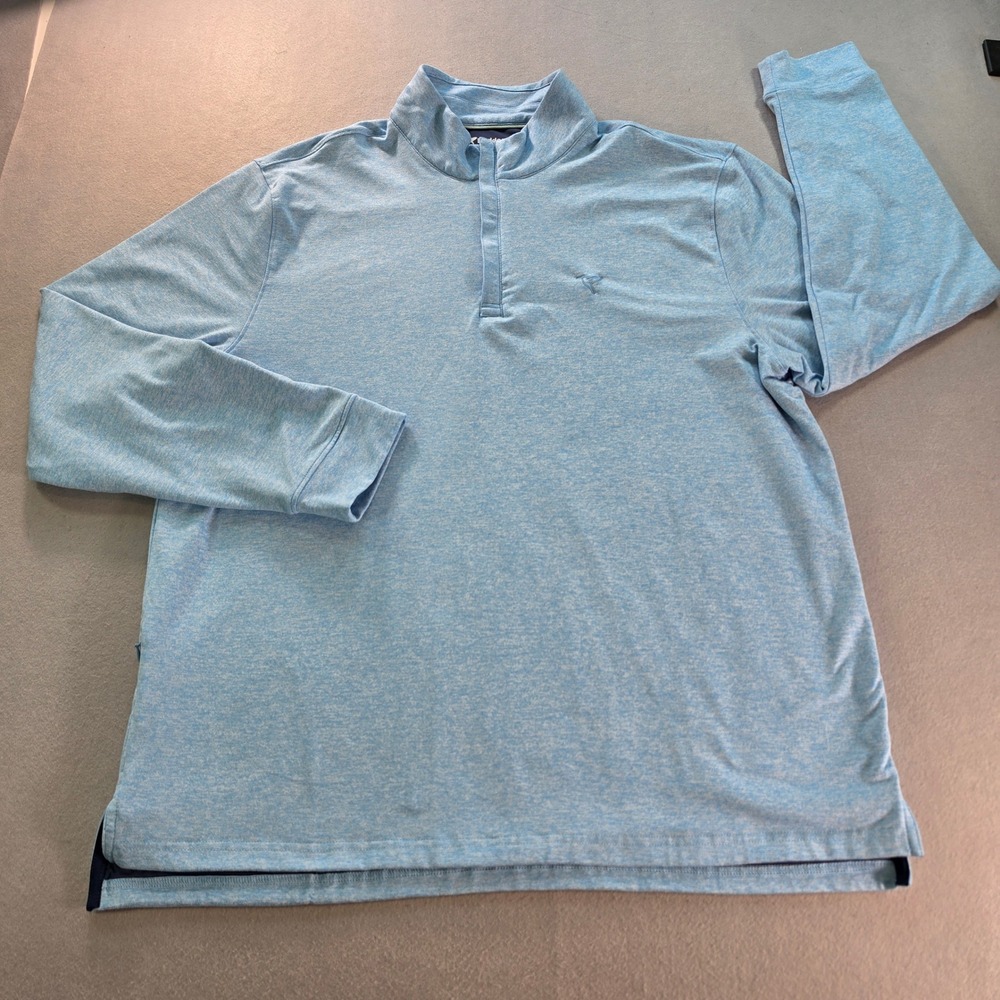 Birddogs Men XL Quarter Zip Pullover Blue Heather Performance Snap Mock Neck Top